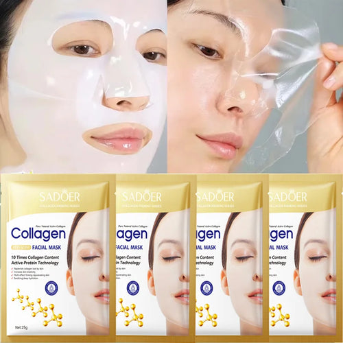 10PCS Collagen Anti Wrinkle Facial Mask Anti Aging Fade Fine Lines Firm Skin Moisturizing Brightening SkinCare Korean Cosmetics