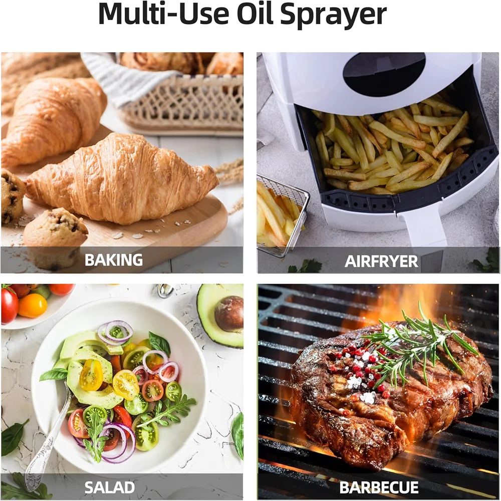 470 ml Oil Sprayer for Cooking,2-in-1 Olive Oil Dispenser and Oil Spray Bottle,Oil Spray with Stickers,Thick Glass Spray Bottle